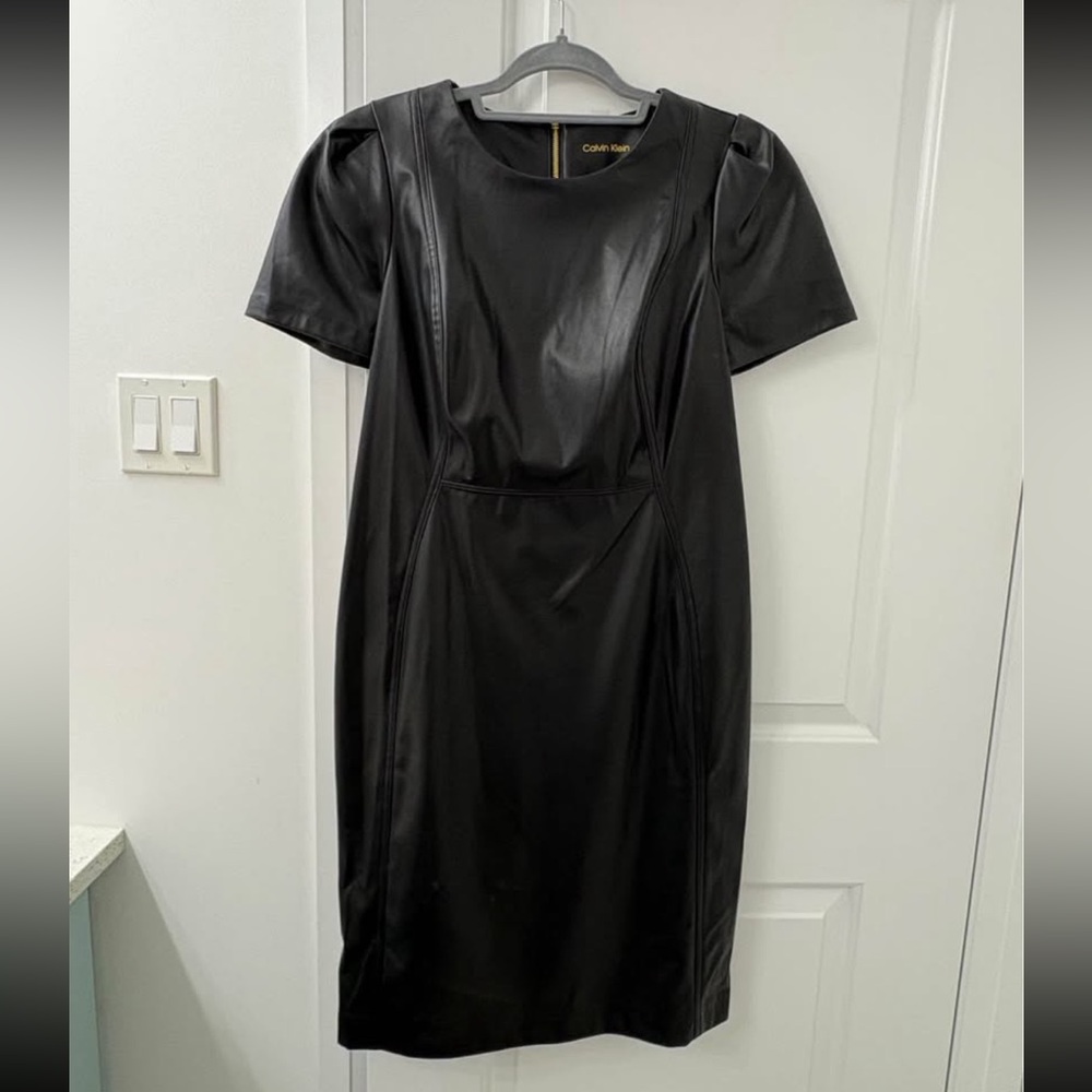 Calvin Klein Black Puff Sleeve Sheath Dress